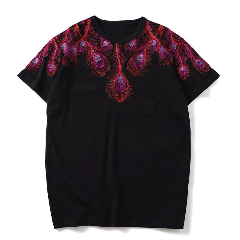 Black Peacock Feather Punk Graphic Tee