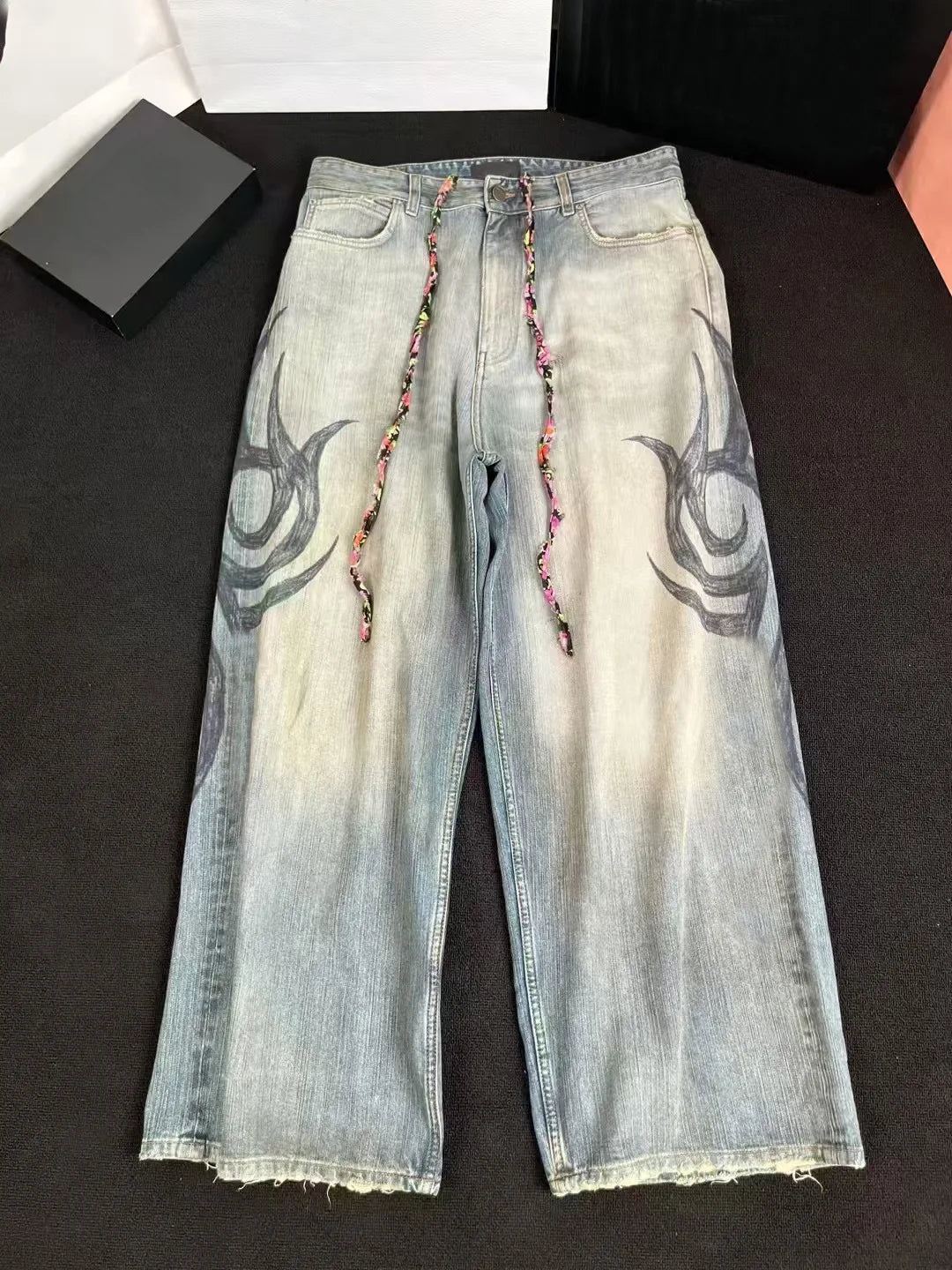 Black Candy Chain Straight-Leg Jeans