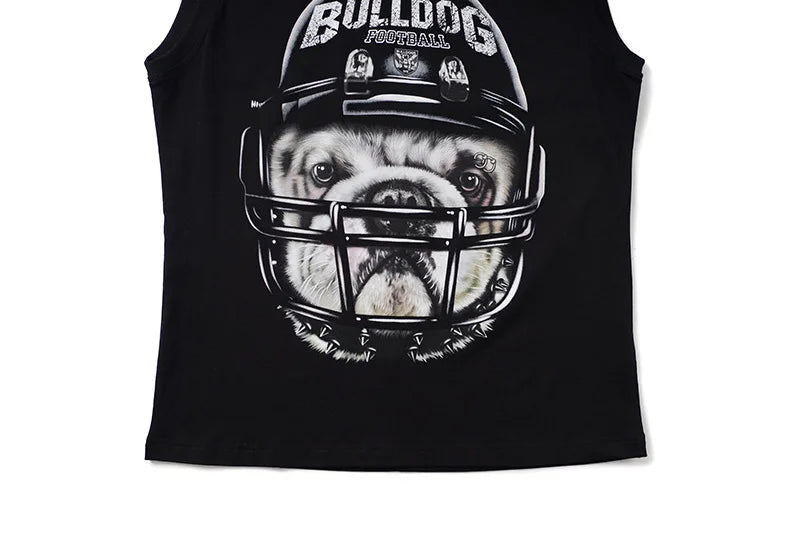 Black Bulldog Football Dog Graphic Tank