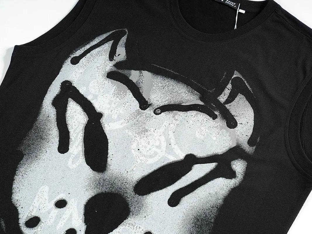 Black Bulldog Dog Punk Graphic Tank