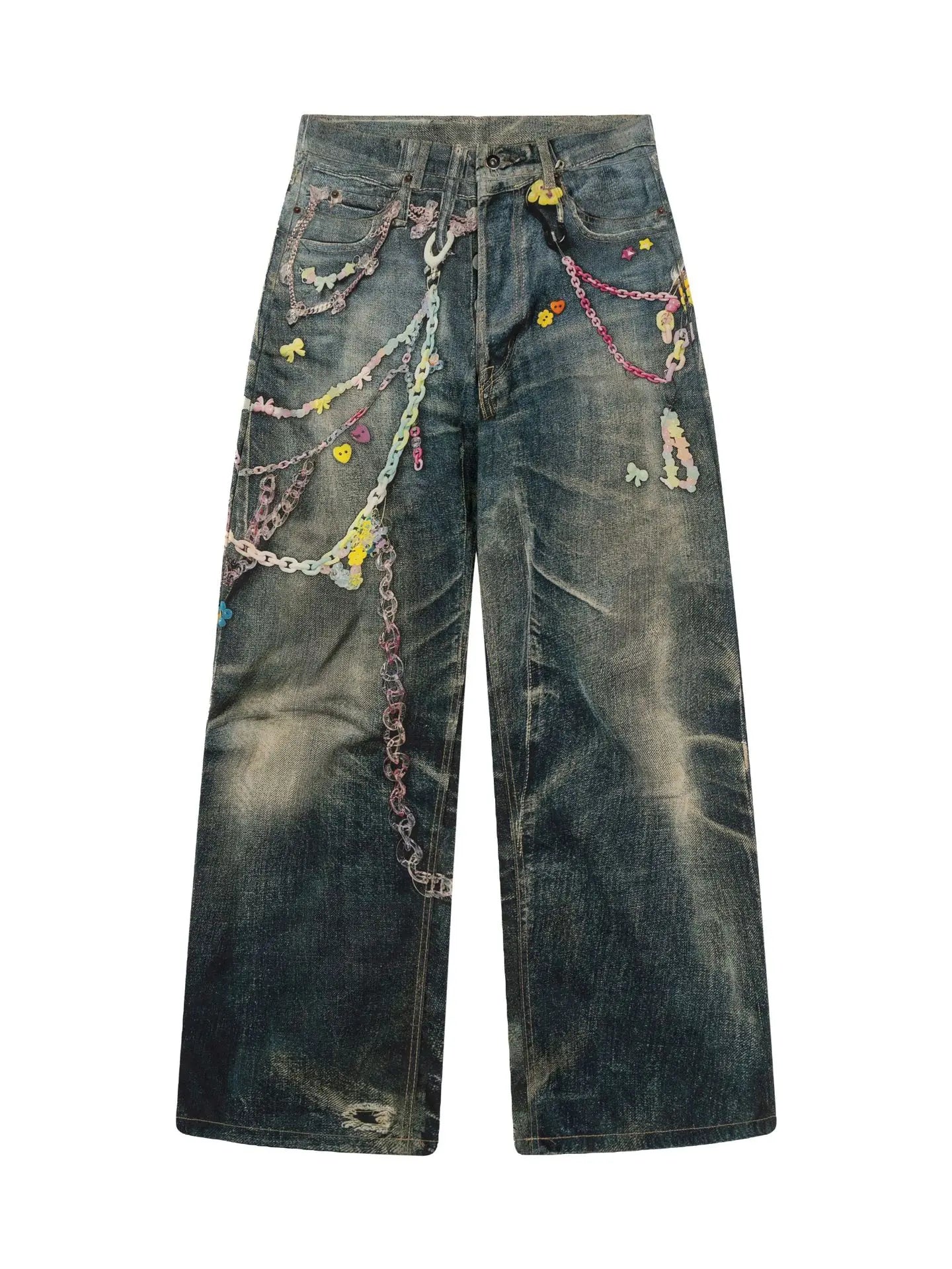 Black Candy Bold Print Straight-Leg Jeans