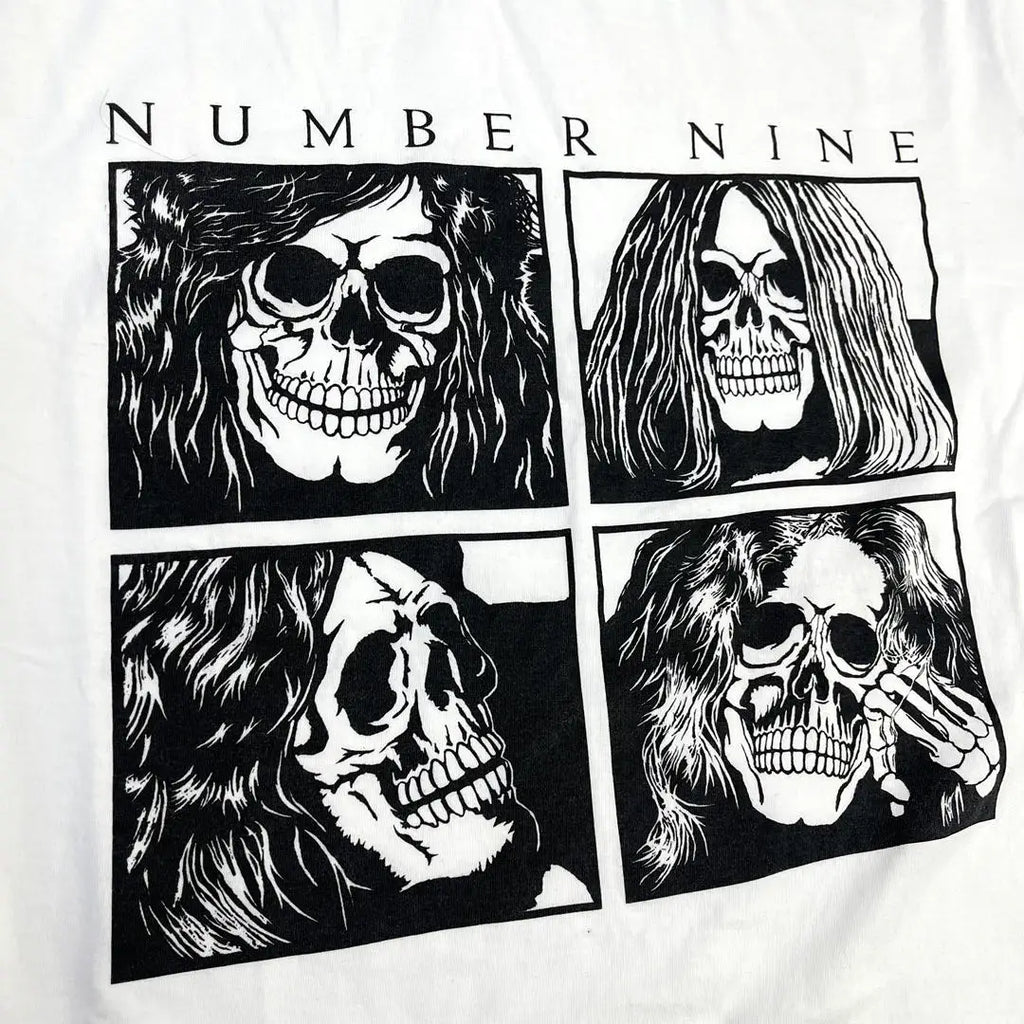 Beige Rock Band Skull Graphic Tee