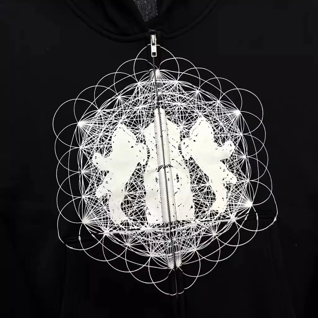 Black Star Cross Graphic Zip Hoodie