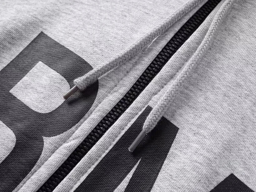 Army Grey Graphic Zip Hoodie