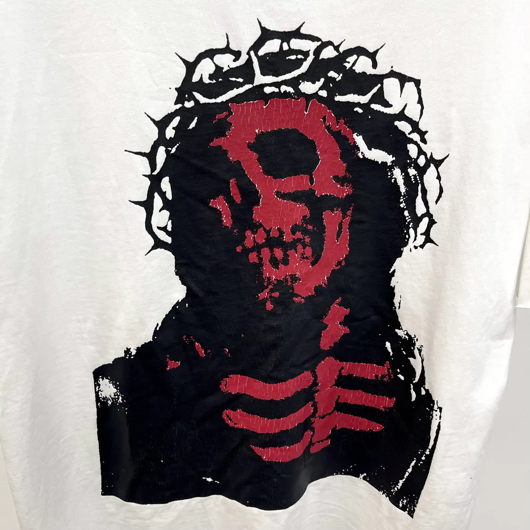 Beige Jesus Skull Graphic Tee