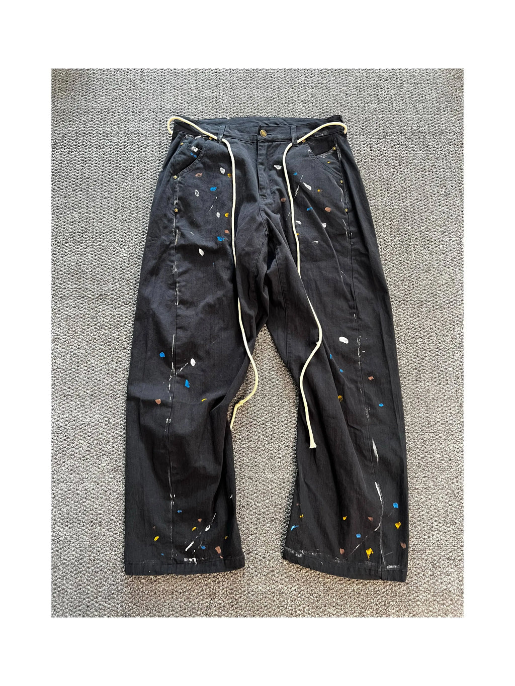 Black Twisted Rope Adjust Cargo Pants