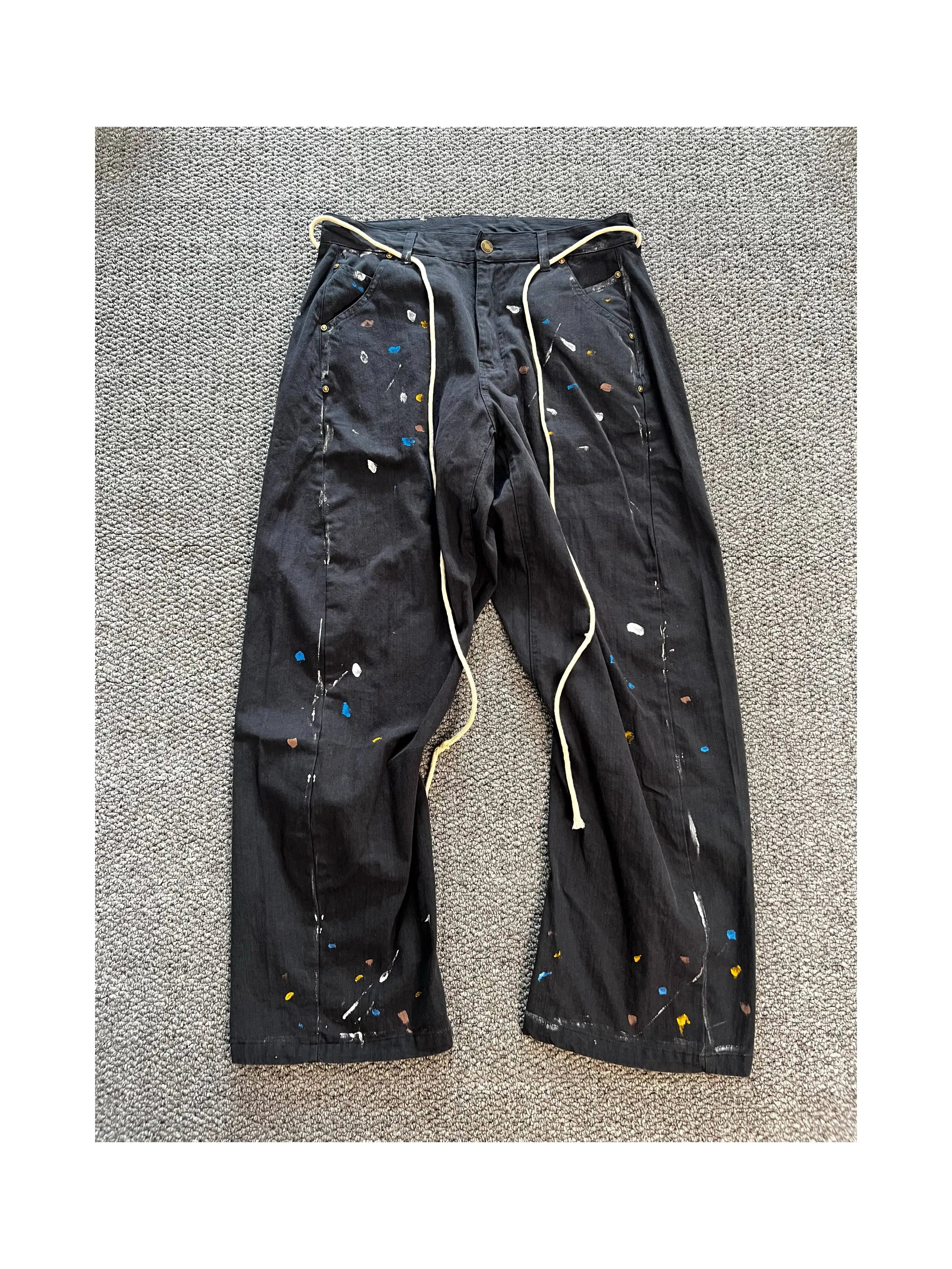 Black Twisted Rope Adjust Cargo Pants