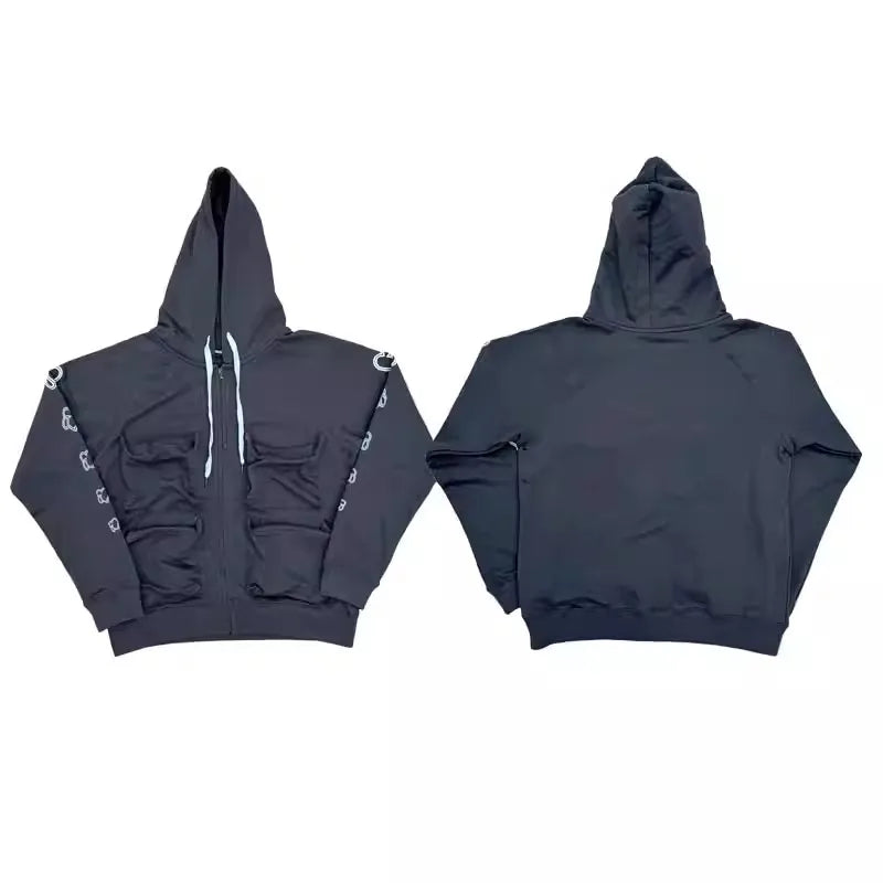 Charcoal Crying Heart Cargo Graphic Hoodie