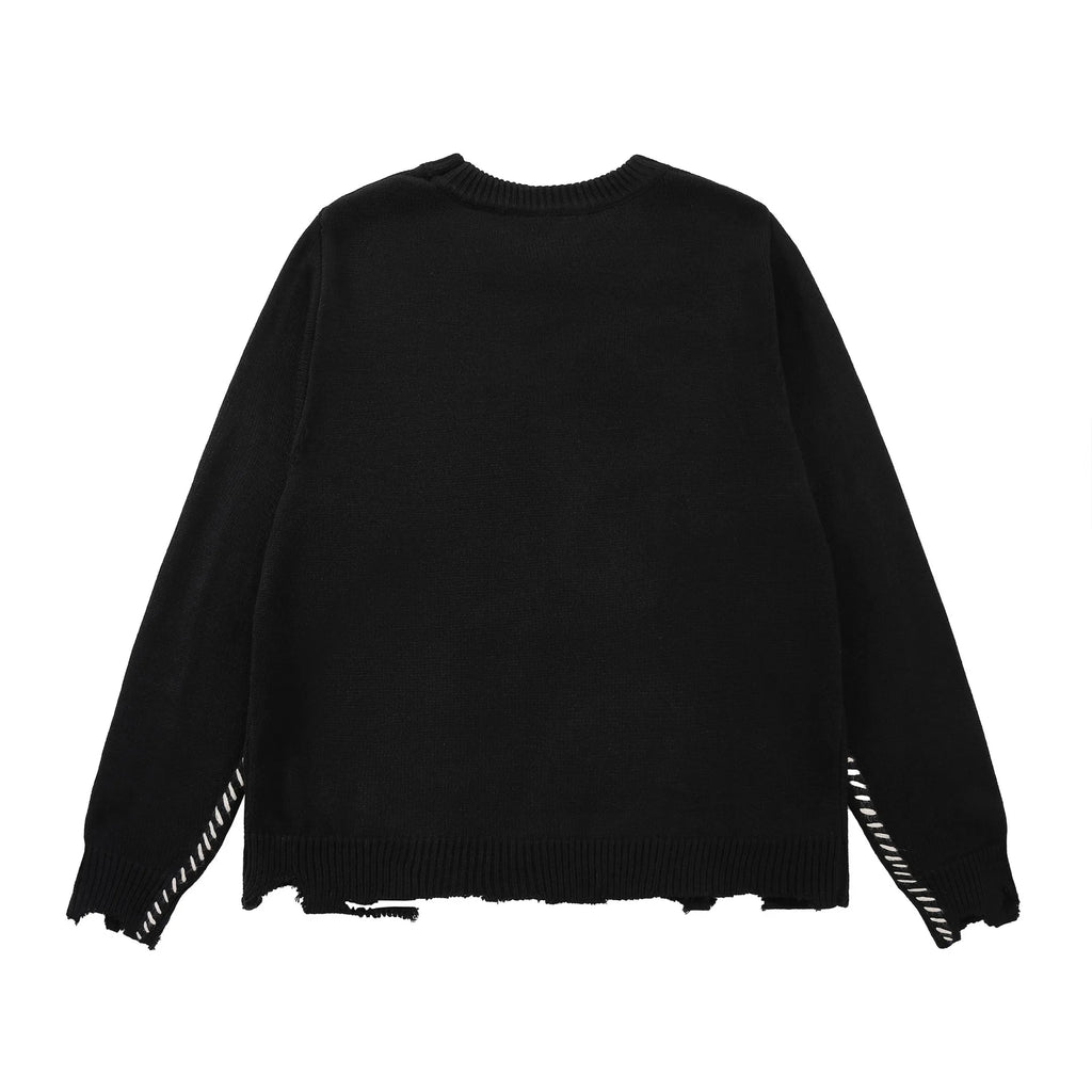 Sin Youth Black Knit Graphic Sweater