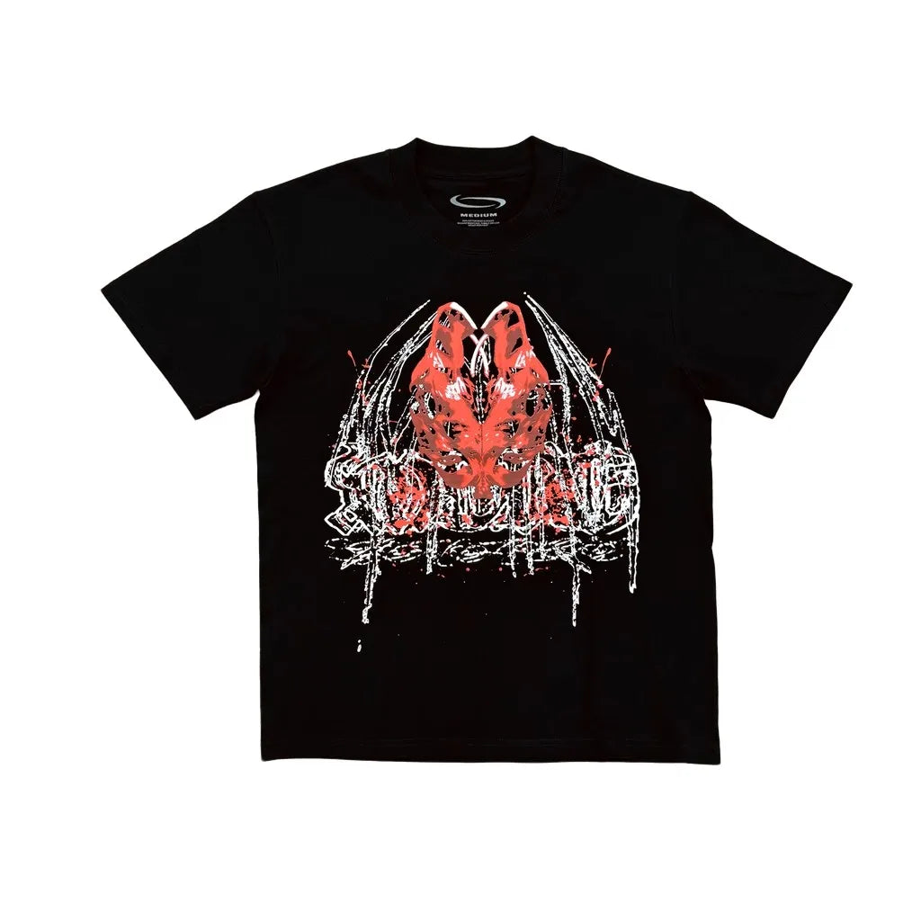 Black Statement Abstract Lettering Graphic Tee