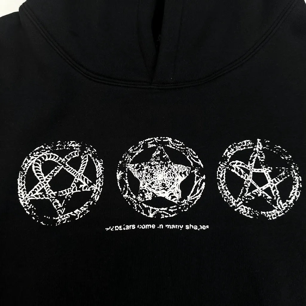 Black Distressed Bold Print Graphic Hoodie