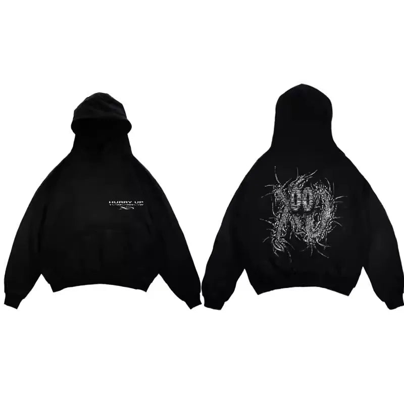 Black Statement Graphic Hoodie