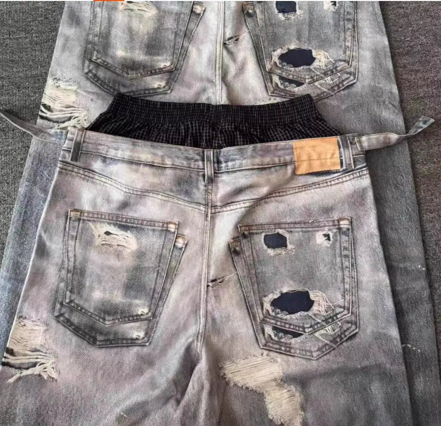 Gray Dual Waist Graphic Jeans