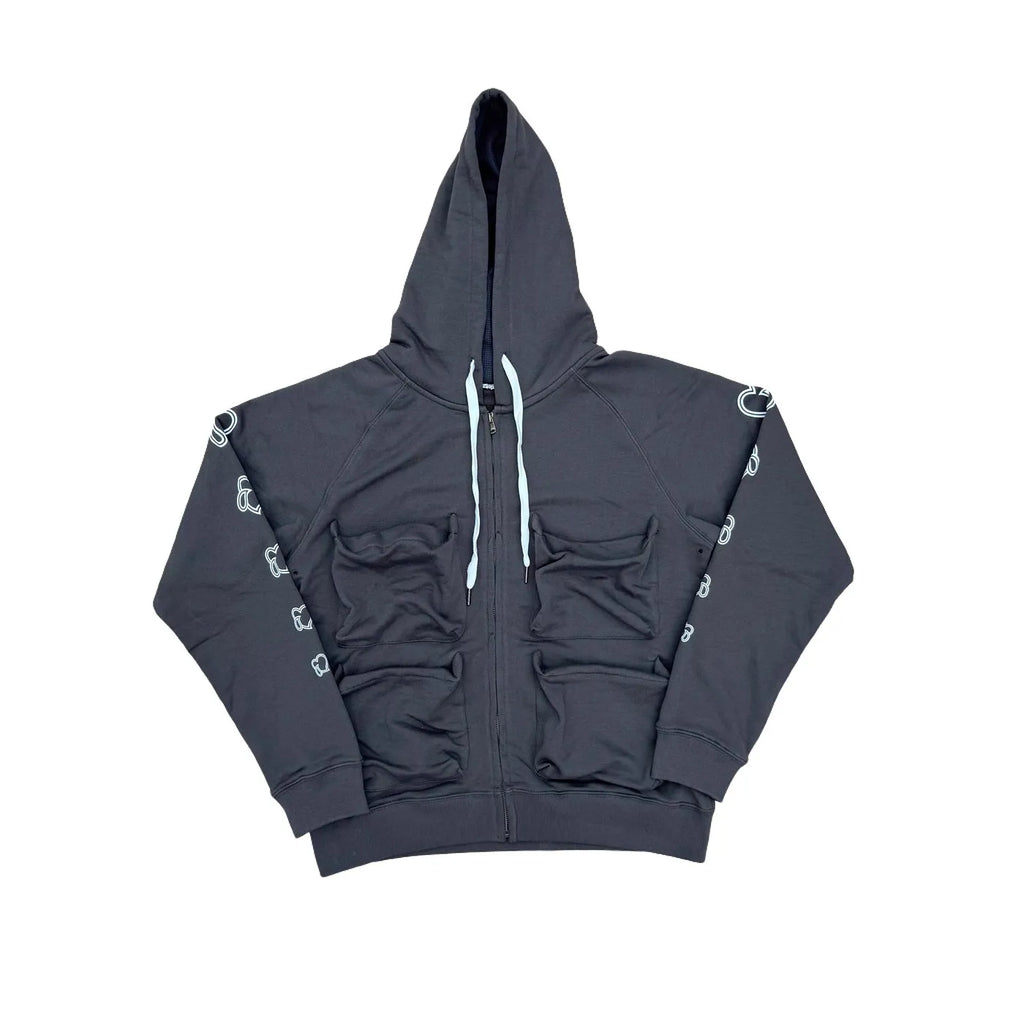 Charcoal Crying Heart Cargo Graphic Hoodie