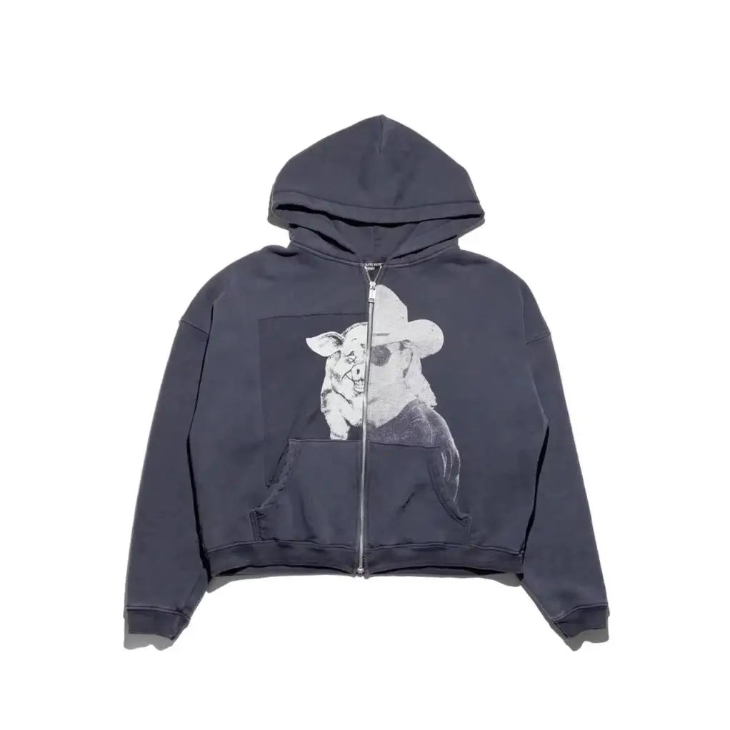 Charcoal Pig Hunter Complex Graphic Hoodie