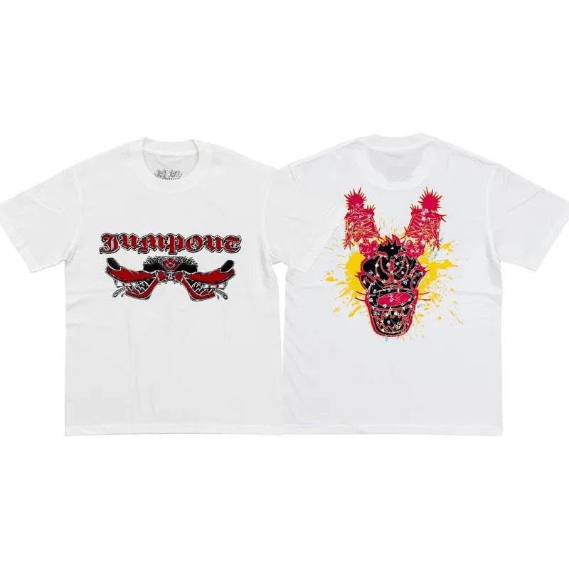 Beige Jumpout Dogs Tooth Graphic Tee