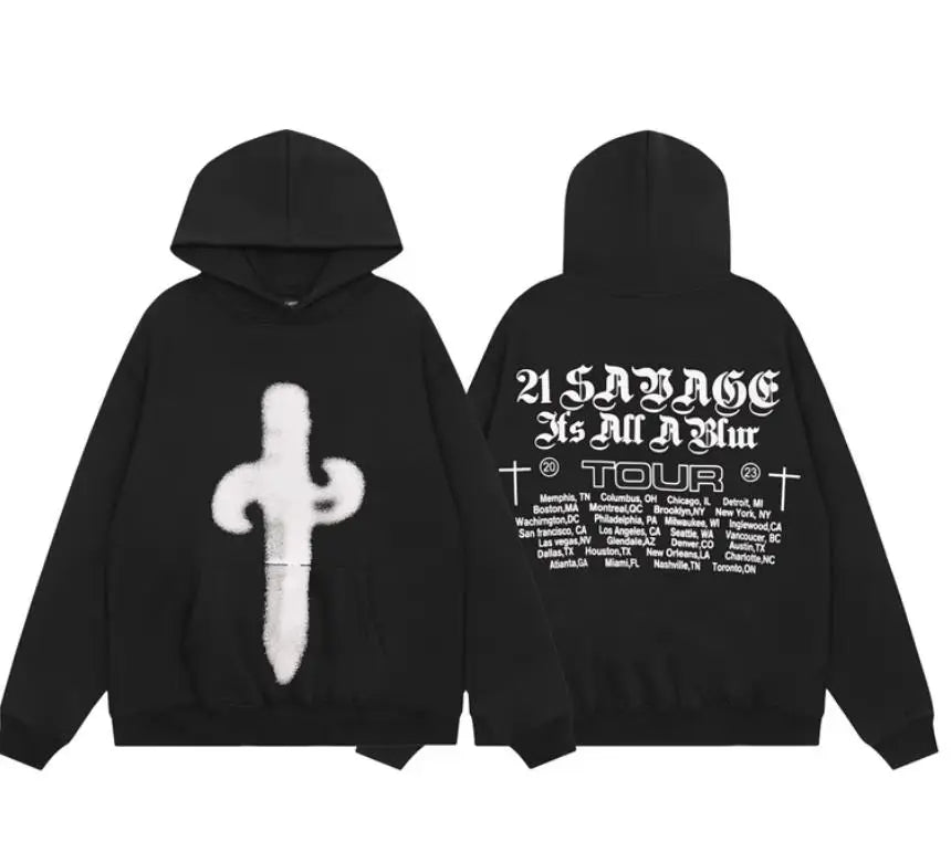 Black Savage October Cactus Graphic Hoodie