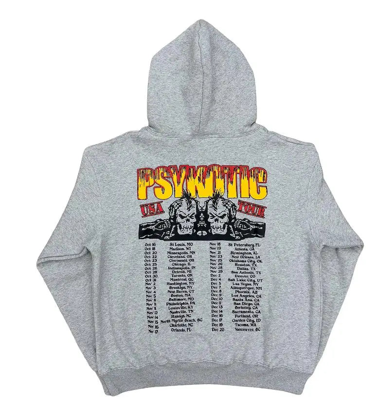 Psykotic Skull Grey USA Graphic Hoodie