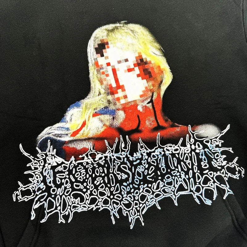 Black Pixel Lady Graphic Hoodie