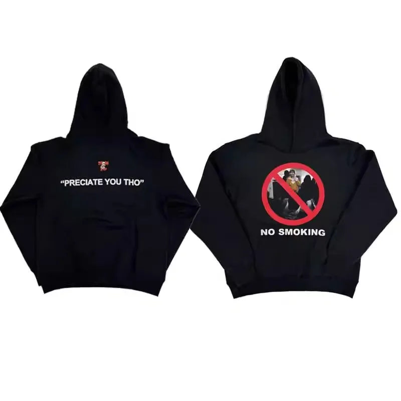 Black Smoking Preciate Graphic Hoodie