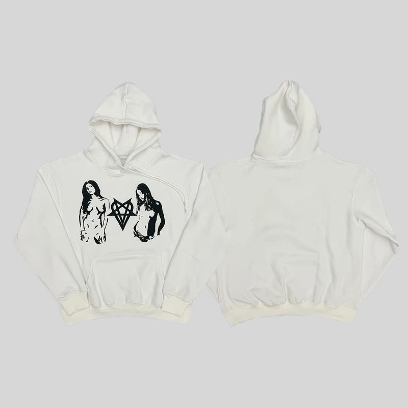 White Pentagram Graphic Hoodie