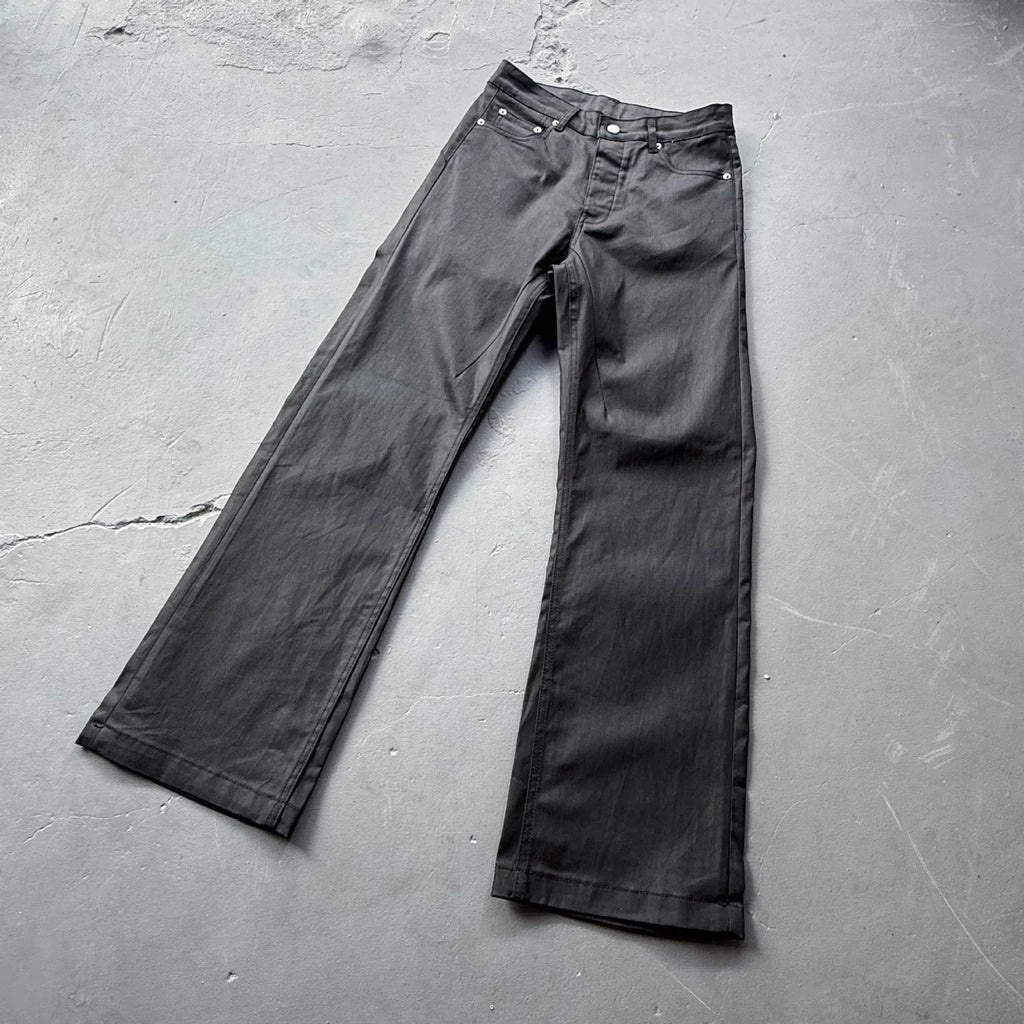 White Waxed Deconstructed Straight-Leg Jeans