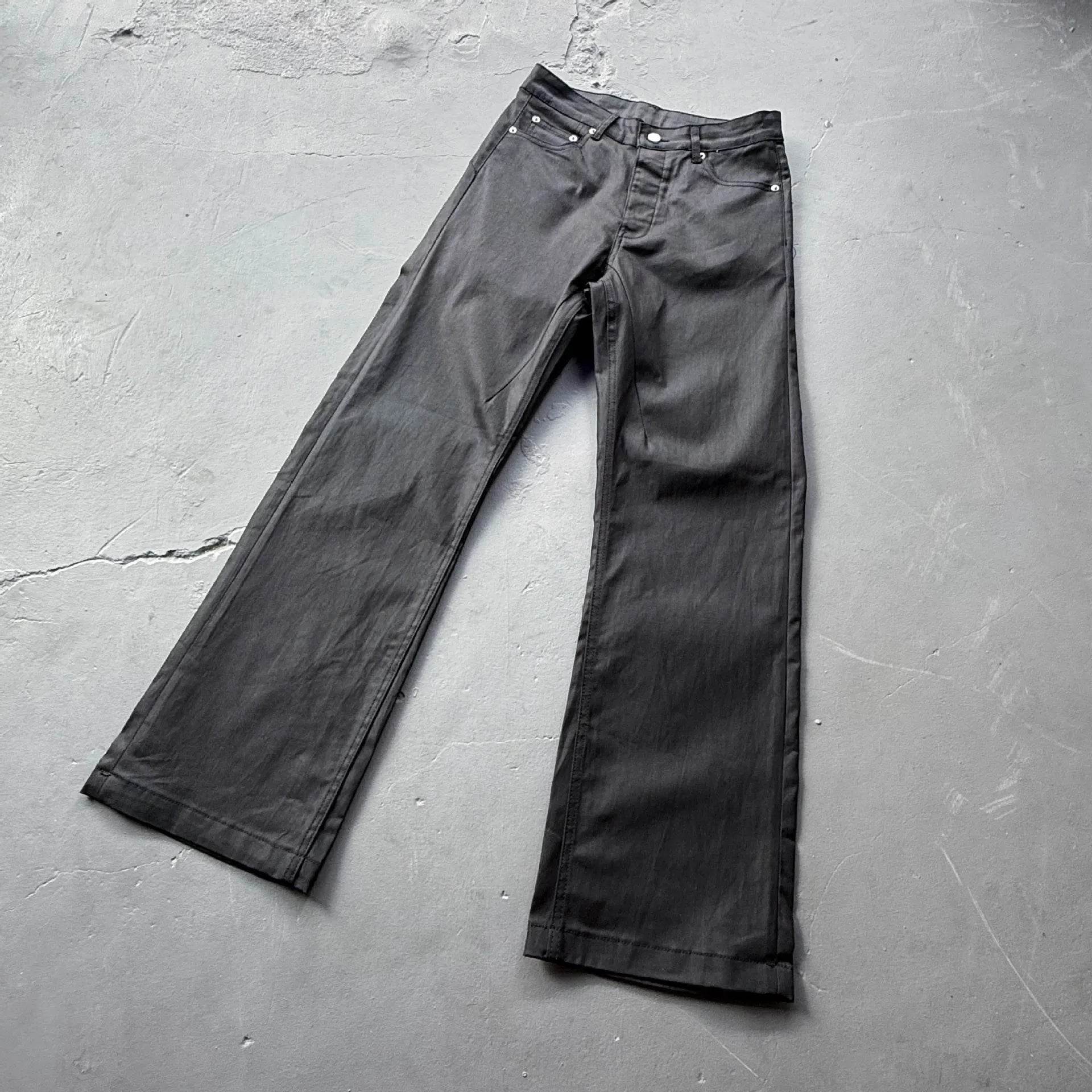 White Waxed Deconstructed Straight-Leg Jeans