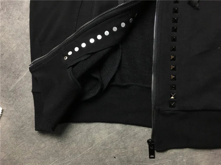 Black Metal Rivets Graphic Hoodie