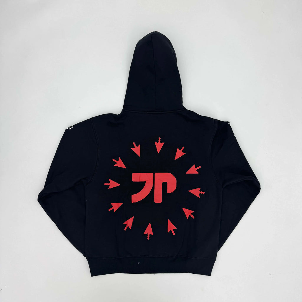 Black Vintage Jpeg Graphic Zip Hoodie