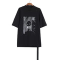 Black Skull Face Loose Graphic Tee