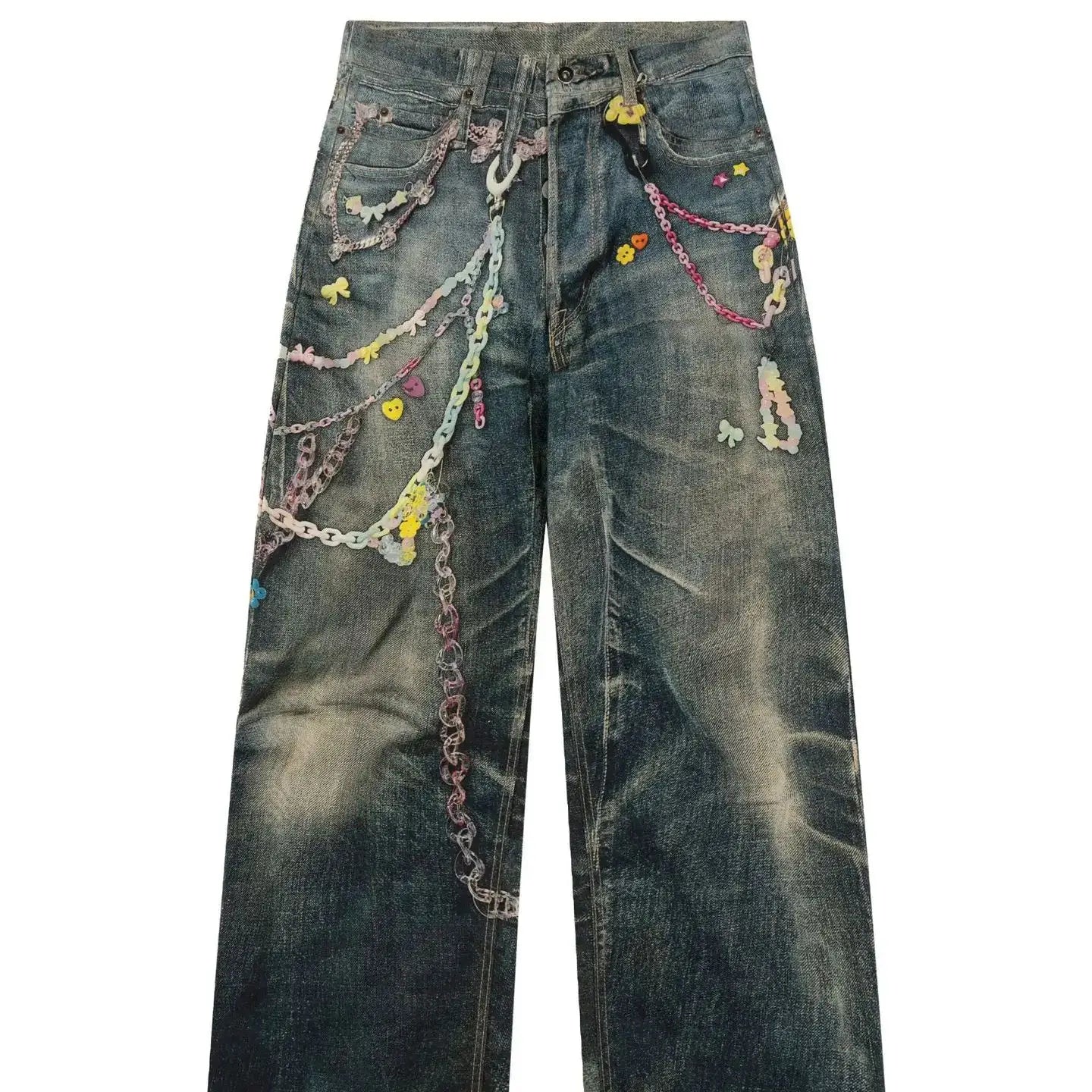 Black Candy Bold Print Straight-Leg Jeans
