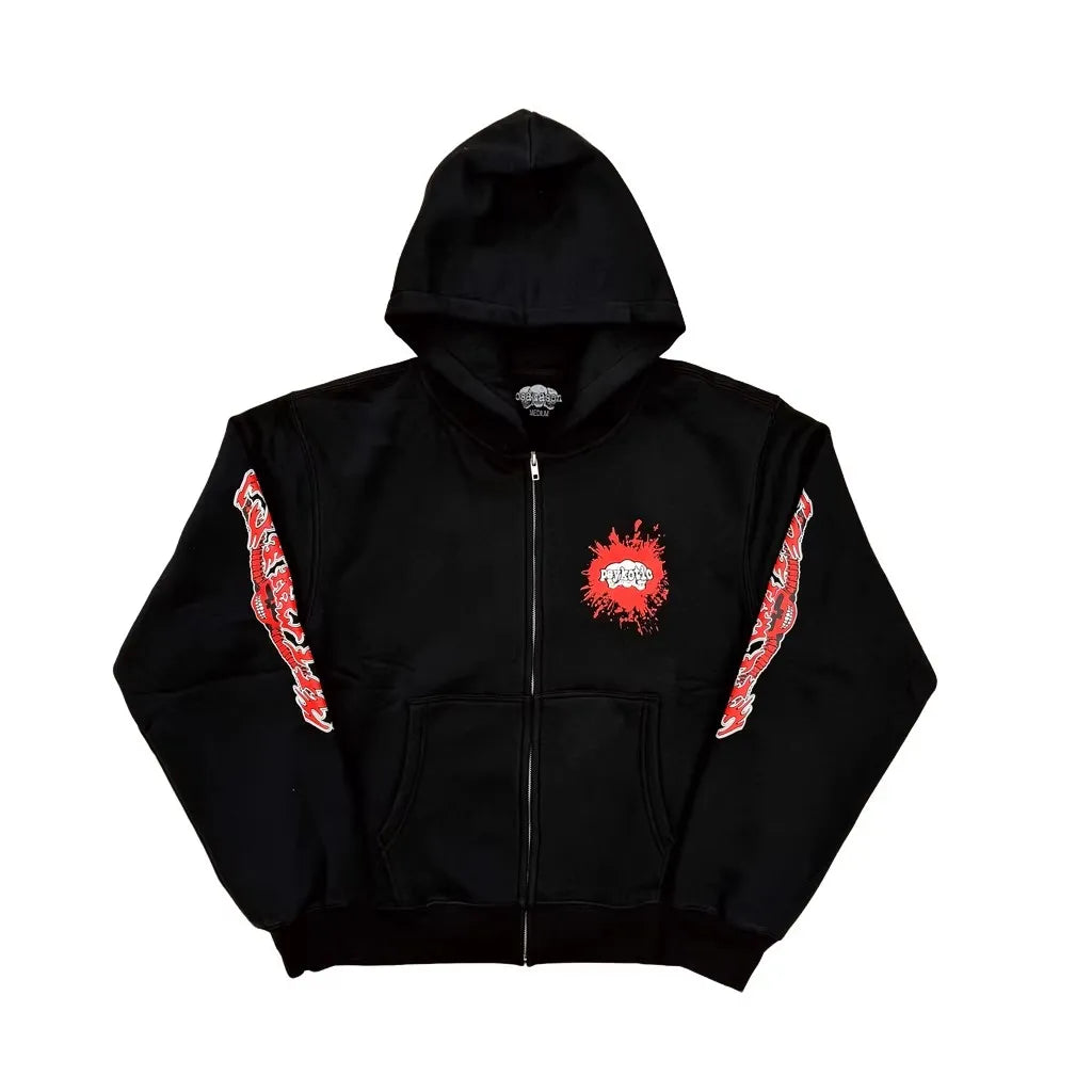 Black Pyskotic Born Graphic Zip Hoodie
