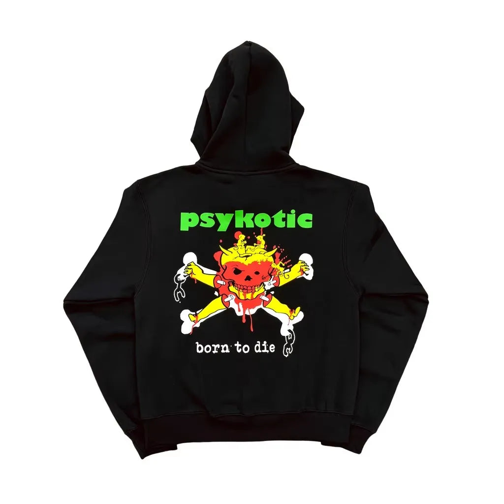 Black Pyskotic Born Graphic Zip Hoodie