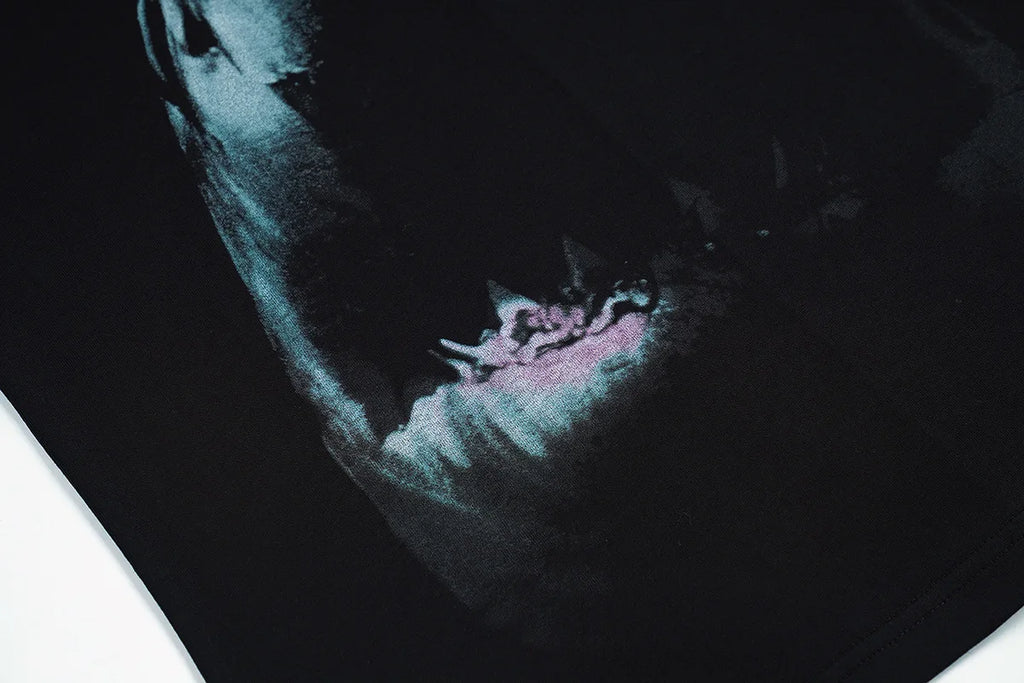 Black Color Shark Teeth Graphic Tank