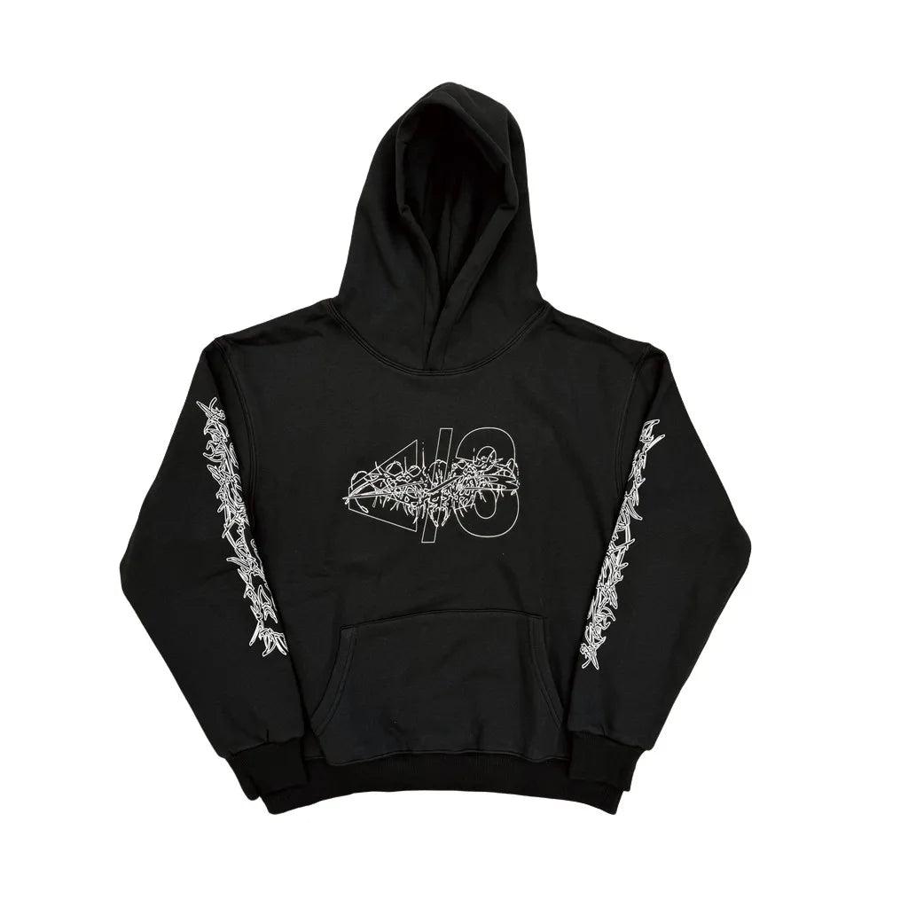 Black Statement Bold Print Graphic Hoodie