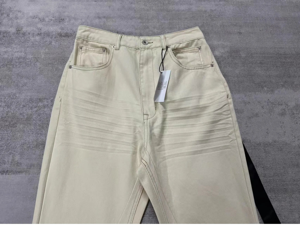 Gray Sand Straight-Leg Jeans