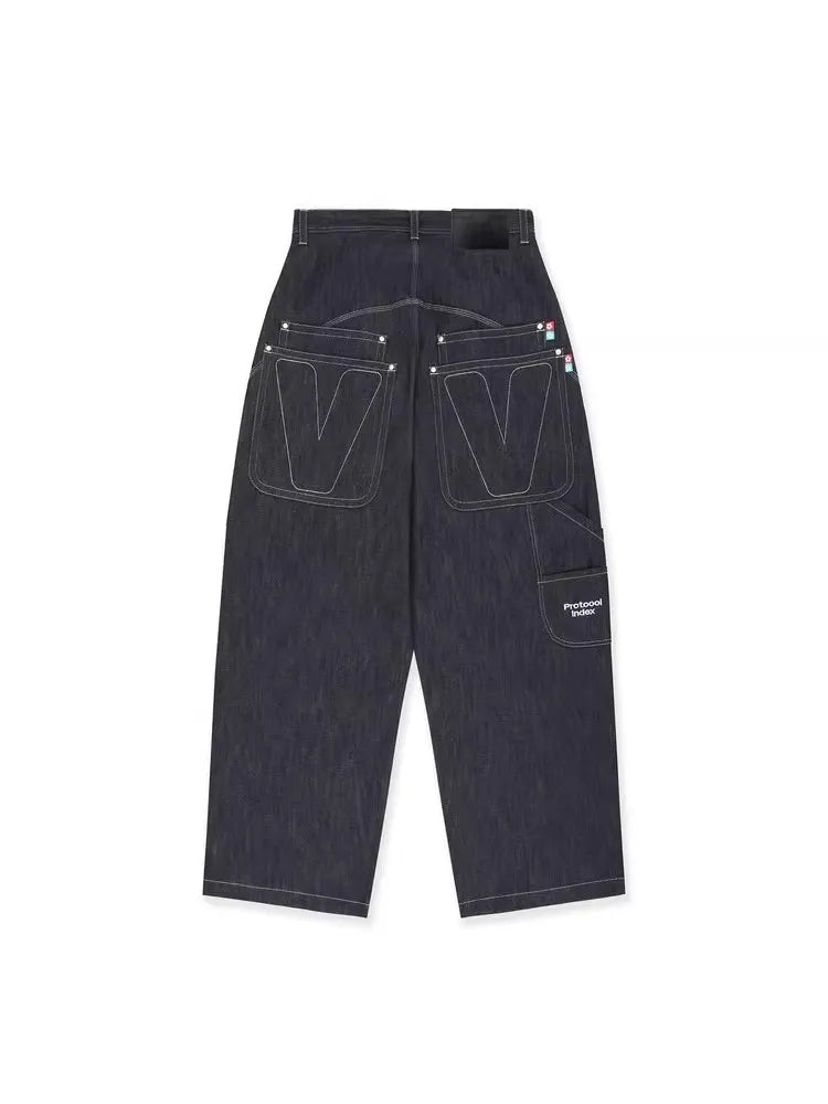 Charcoal Statement Bold Print Straight-Leg Jeans