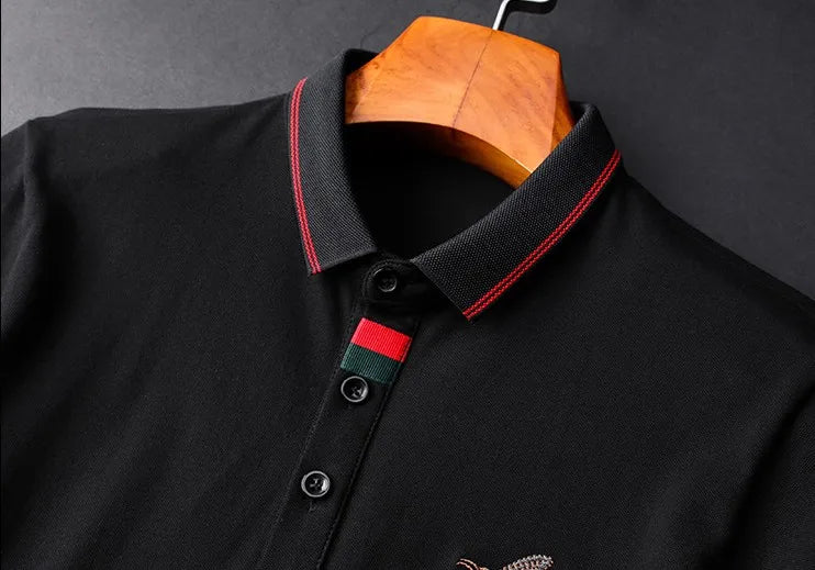Charcoal Striped Collar Spider Polo Shirt