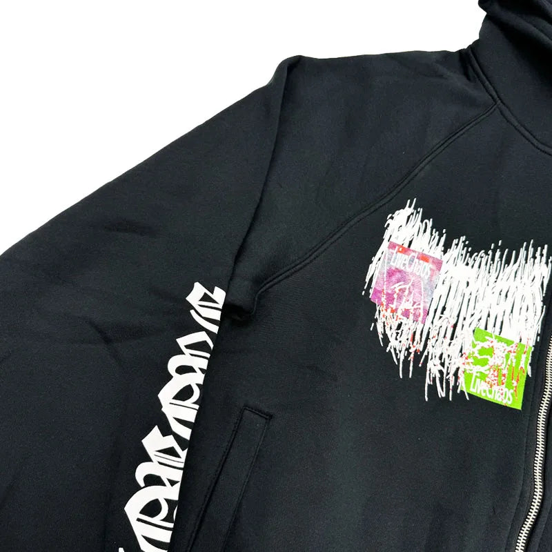 Black Hate Bold Print Graphic Hoodie