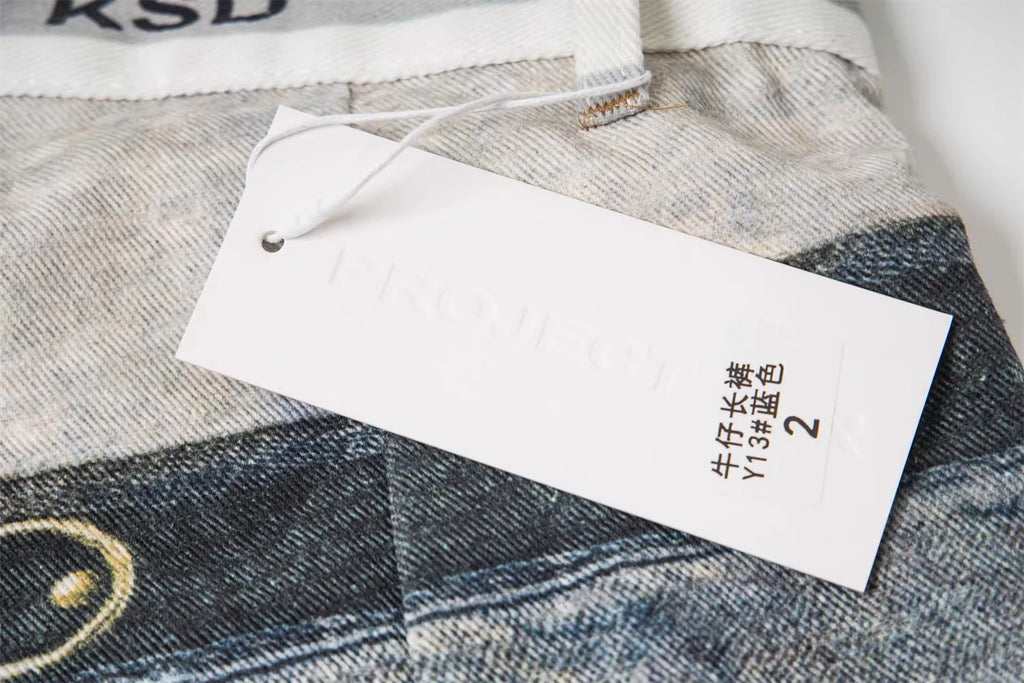 Blue Dual Waist Graphic Jeans