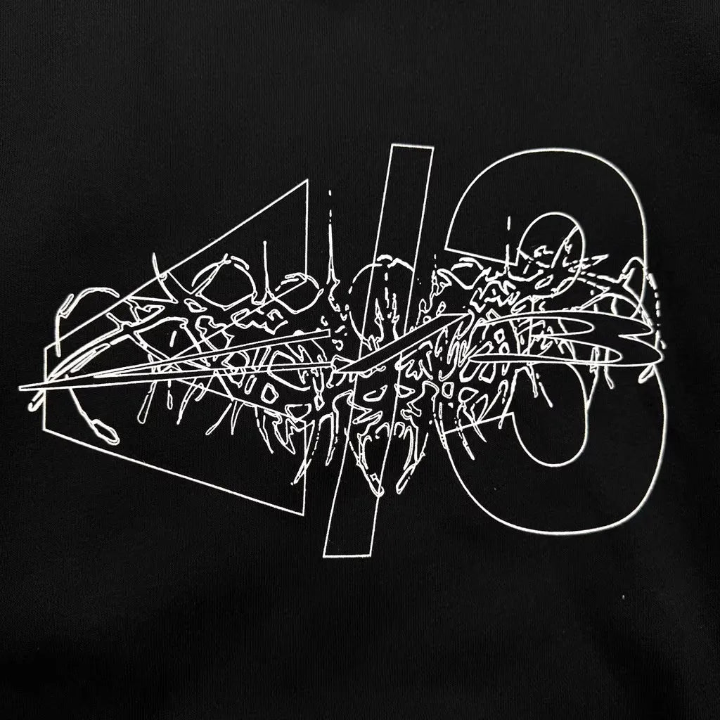 Black Statement Bold Print Graphic Hoodie