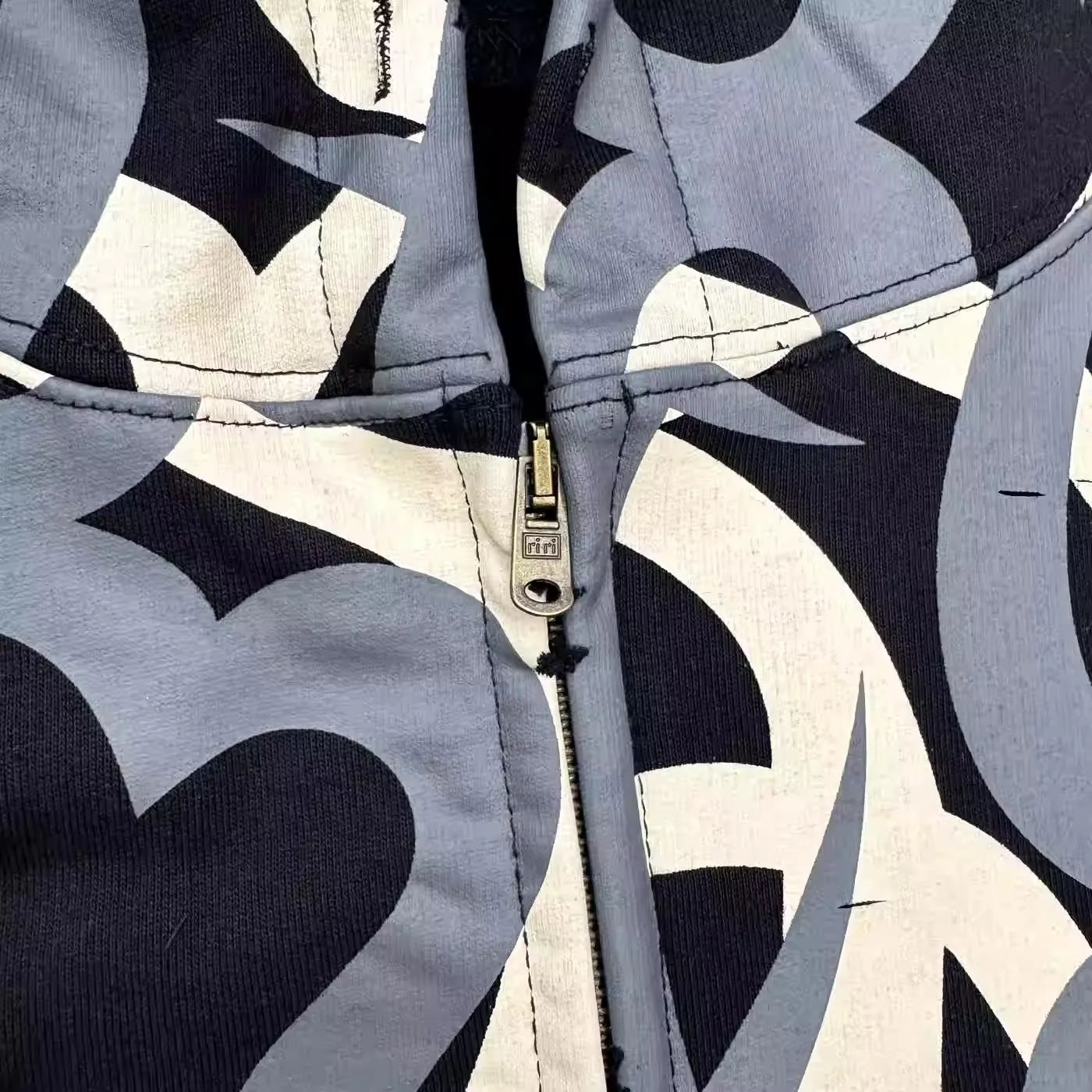 Black Tribal Camo Graphic Zip Hoodie