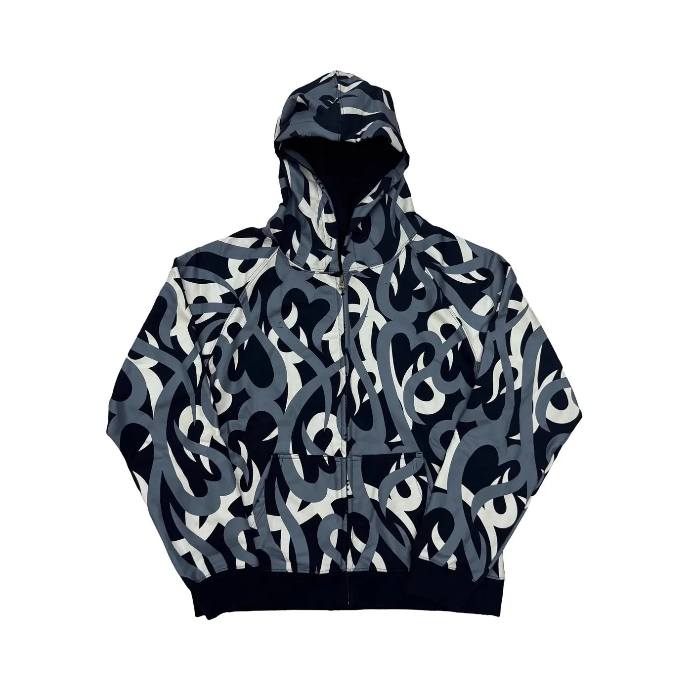 Black Tribal Camo Graphic Zip Hoodie