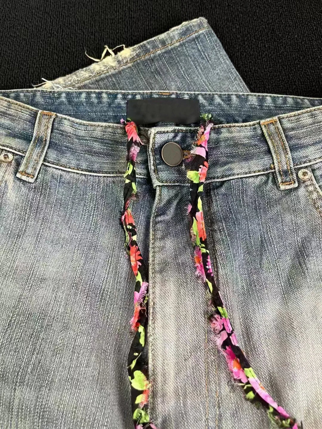 Black Candy Chain Straight-Leg Jeans