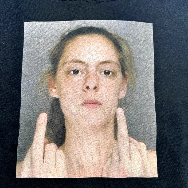 Black Mugshot Finger Lonely Graphic Hoodie