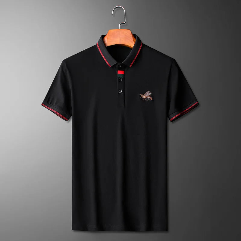 Charcoal Striped Collar Spider Polo Shirt