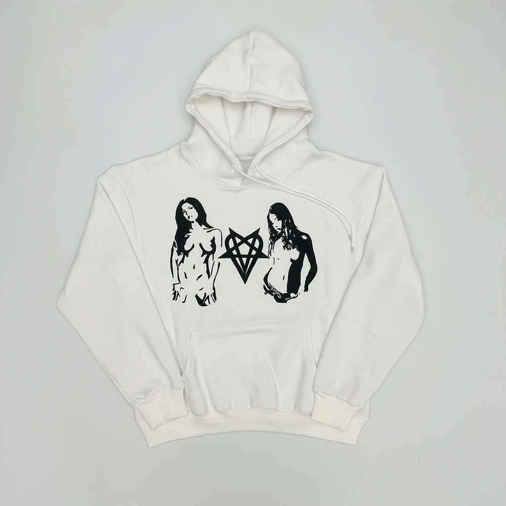 White Pentagram Graphic Hoodie