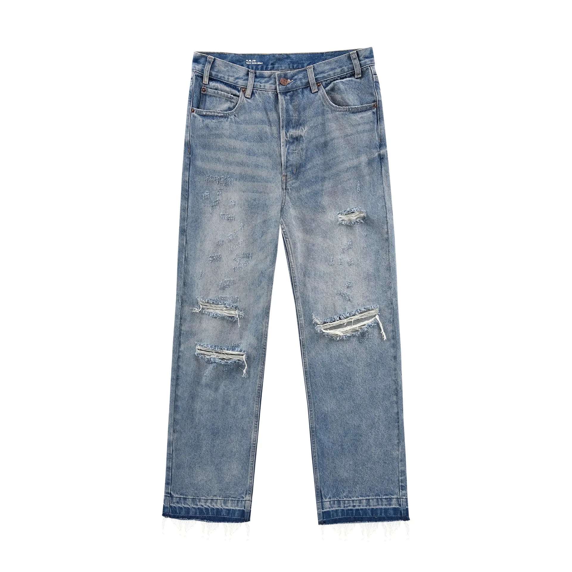 Gray Distressed Cargo Jeans