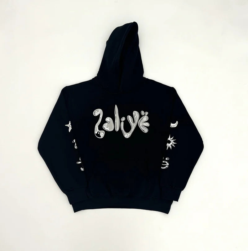 Black Distressed Graphic Hoodie