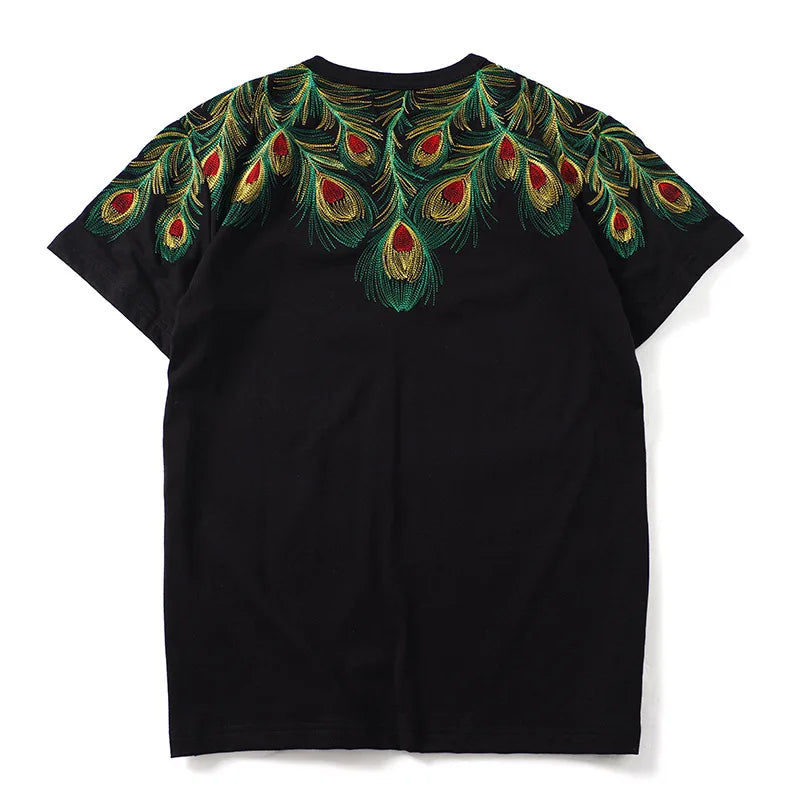 Black Peacock Feather Punk Graphic Tee